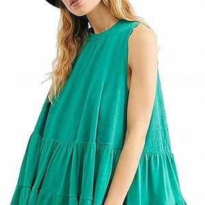 Free People Right on Time Tunic M Green